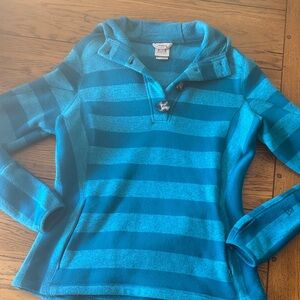 Avalanche Teal Striped Cowl Neck Sweater